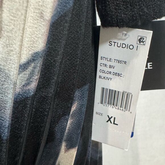 Studio I sweater top satin pleated skirt mixed media midi dress size XL NWT - Picture 4 of 8